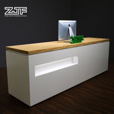 Wooden LED salon modern reception desk furniture