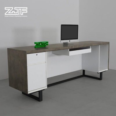 Cement grey wooden small reception desk salon