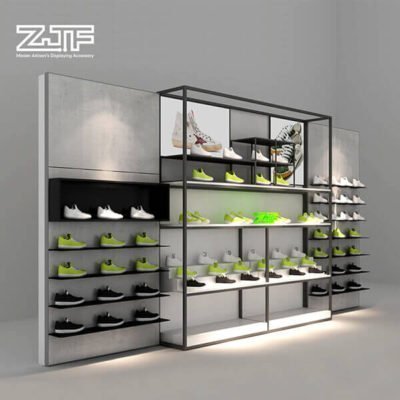 Wood wall mounted shoes shelves shop sneaker display