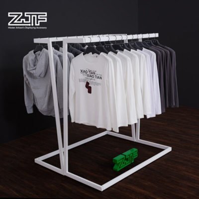Double sides white V shaped jeans and t-shirt rack