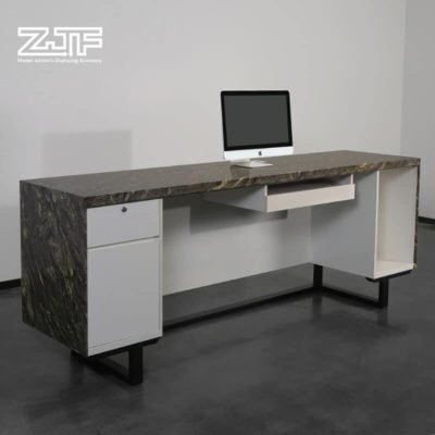 Office black marble texture small salon reception desk