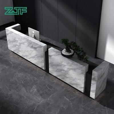 15ft long modern white marble salon reception desk