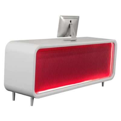 Red color led light modern salon reception desk