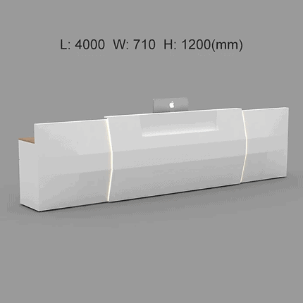 LED Reception Desk with Wood Top and Privacy Shield for Spas