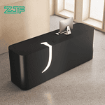 Black Reception Desk with J LED Light for Offices