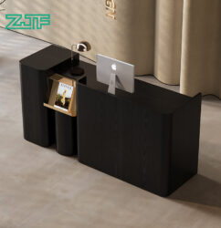 Luxurious Black Reception Desk with Display Feature