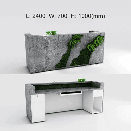 U Shaped Gray Marble Desk for Salons