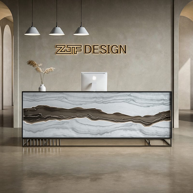 Bendis Marble LED Office Reception Desk