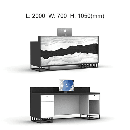 LED Lit Reception Desk with Marble Pattern and Privacy Panel