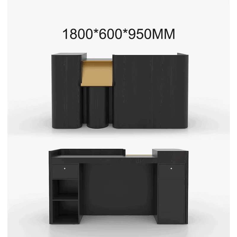 Black Reception Desk with Display for Restaurants