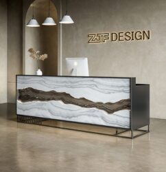 Reception Desk with Mountain Shape LED and Privacy Screen