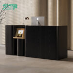 High-End Black Reception Desk with Display