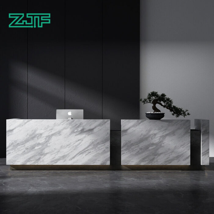 15ft Large Marble 2 Person Reception Desk