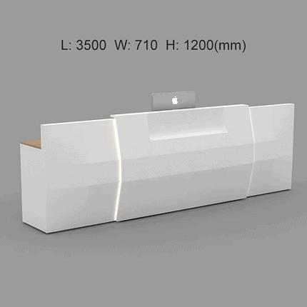 Wood Top Reception Desk with Privacy Panel and LED