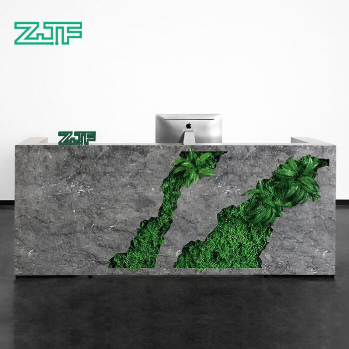 U Shaped Marble Desk with Plant Decoration