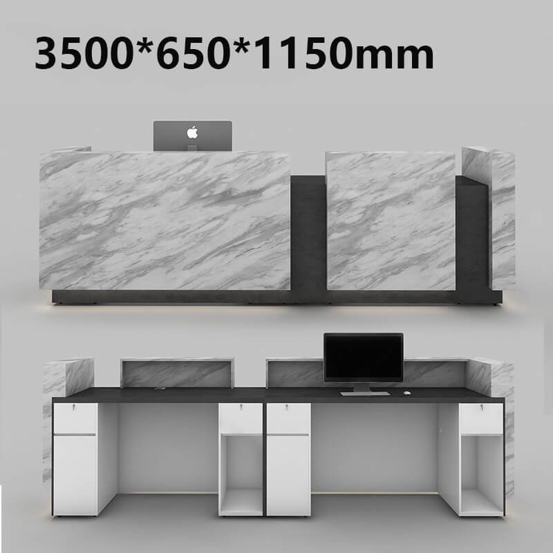 15-Foot Marble Reception Desk with LED for Restaurants