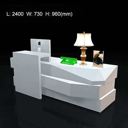 Medium-sized white L shaped reception desk custom