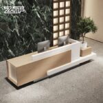 Large Grey Marble Reception Desk for Modern Offices