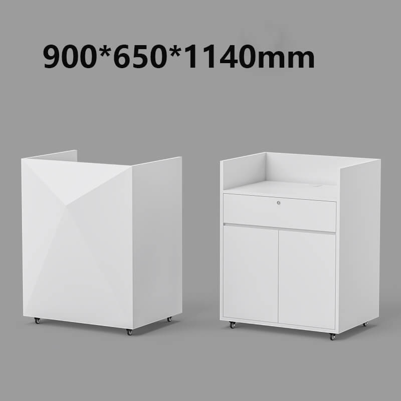 Lightweight white reception desk diamond shape available