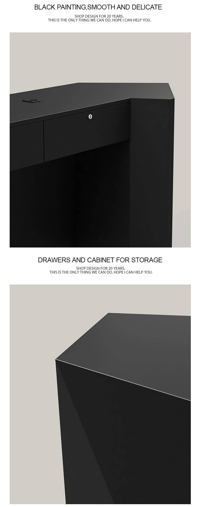 Black Diamond Reception Counter for Compact Spaces