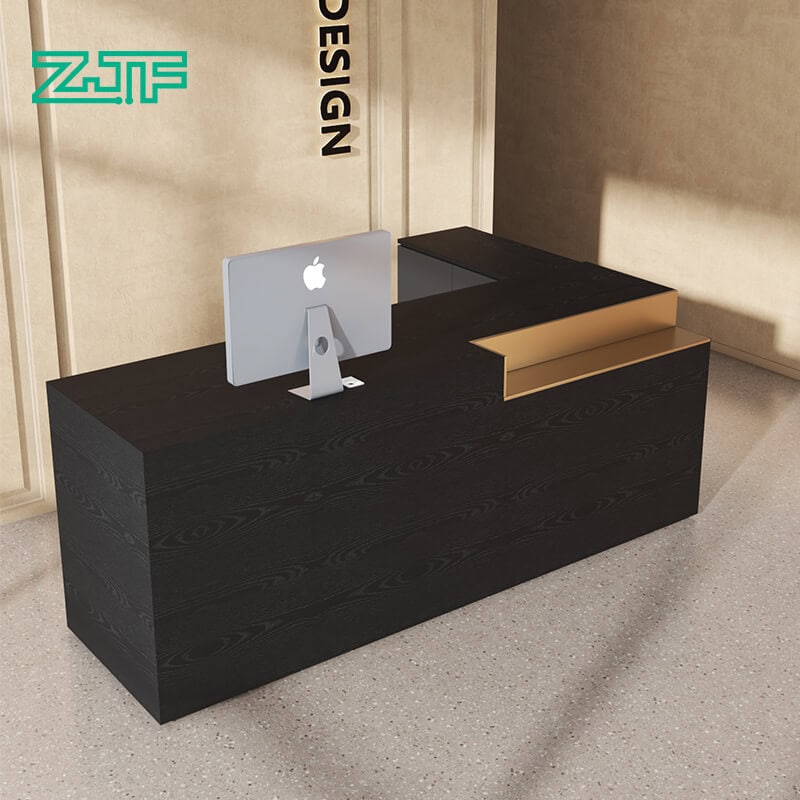 Ustorefurniture Black Wood Hotel L Shape Reception Desk