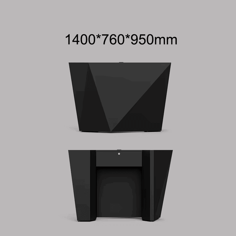 Black diamond shaped desk custom wood for salons