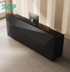 Black reception desk diamond shaped for offices