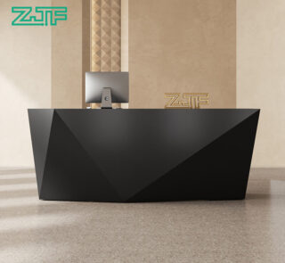 Modern Pure Black Diamond Front Reception Desk