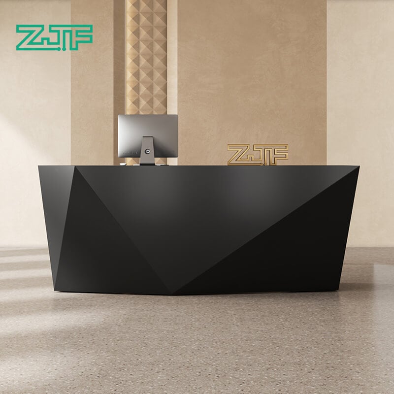 Modern Pure Black Diamond Front Reception Desk