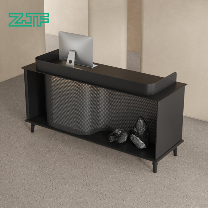 Office counter with strong metallic design and display area