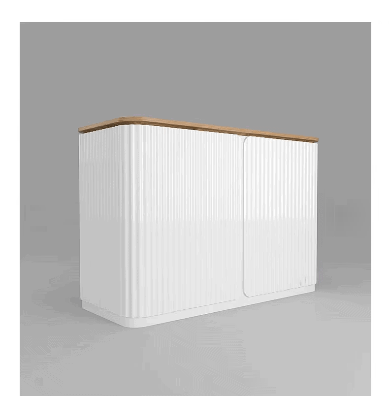 Small White Desk with Wood Grain and Wave Texture