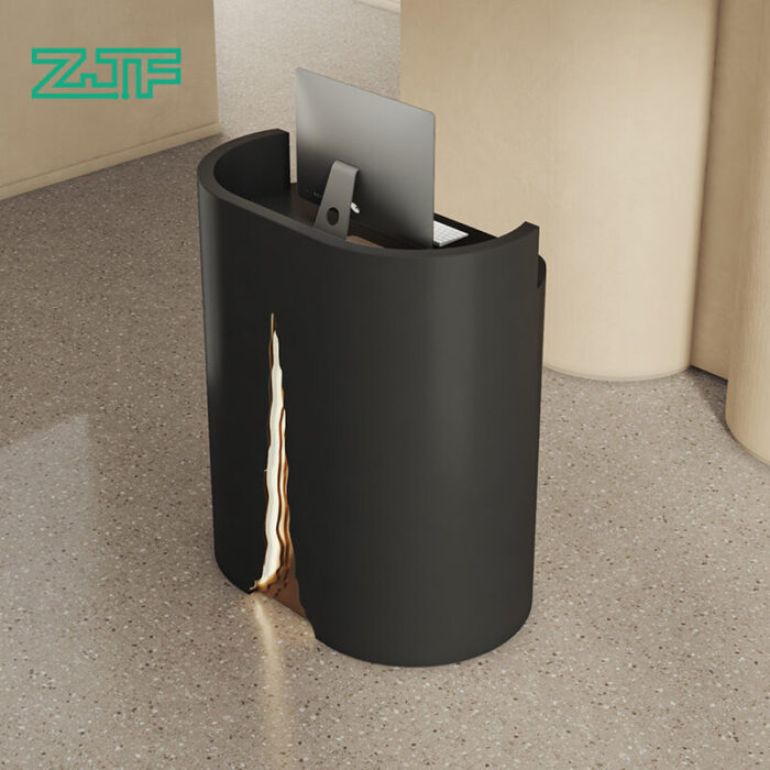 Curved Black Reception Desk for Hair Salons