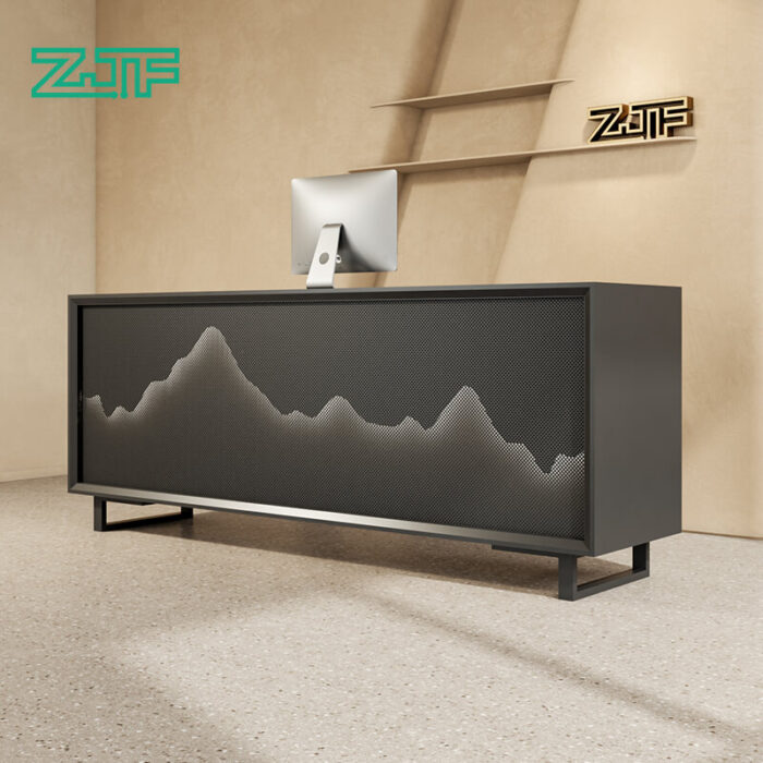 Reception Table with Black Metal Finish for Spas