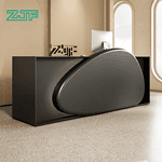 Black Cobble Reception Desk with Mesh and LED Lighting, Perfect for Offices