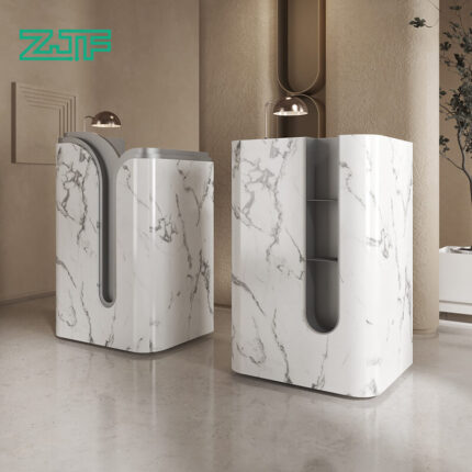 Mobile white marble counter for salons