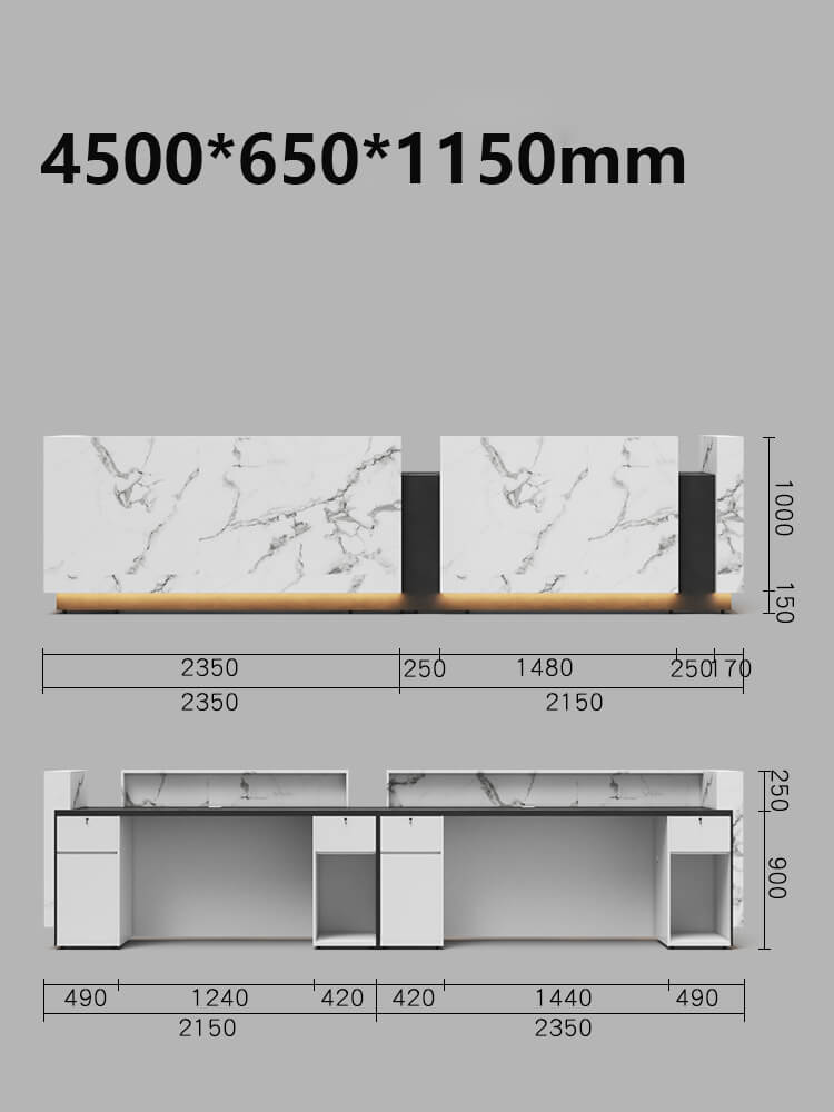 White Marble Reception Table for Luxury Offices