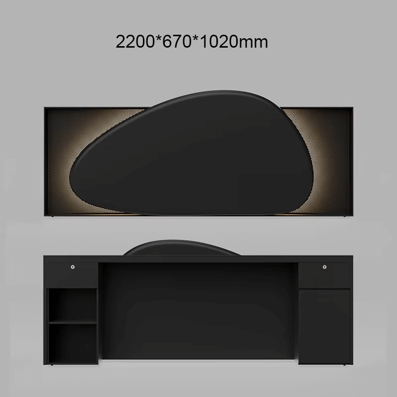 Large Reception Desk with Cobble Design and LED Lights, 8ft Maximum Size