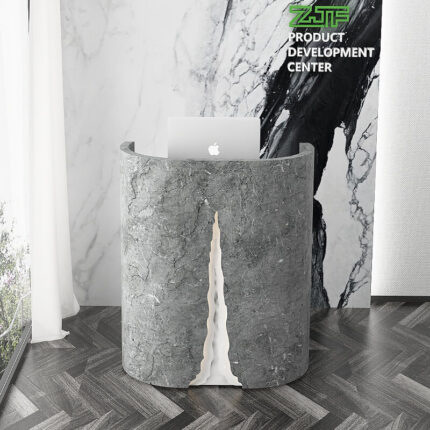 Marble-Effect Reception Desk for Nail Studios