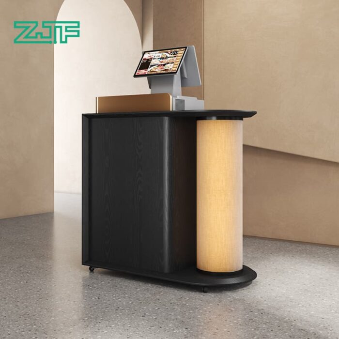 Reception Desk with Integrated LED Lantern Accents