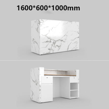 White marble U shaped desk for beauty salons