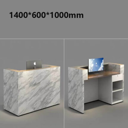 U-shaped reception desk with marble finish