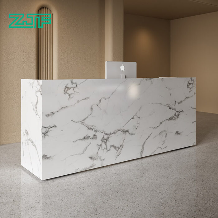 White marble U shaped desk custom for offices