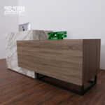 Custom dark marble ADA desk U shaped panel