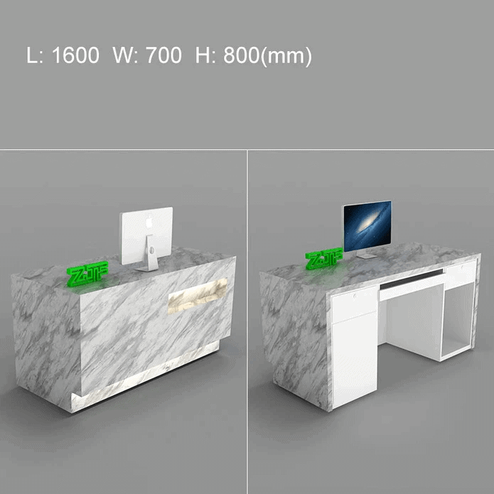 Dark marble reception desk for beauty salons and hotels