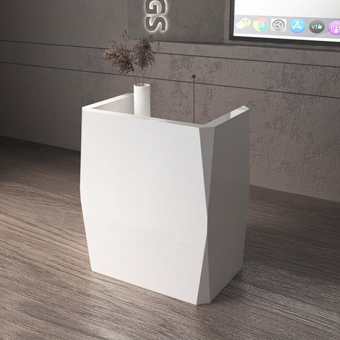 Small white reception desk for salons