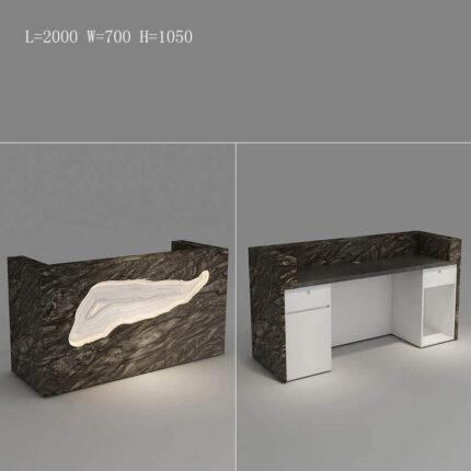 Black Marble Reception Desk for High-End Offices