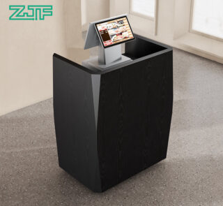 Movable Black Portable Reception Desk with Wheels