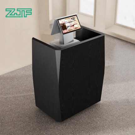 Movable Black Portable Reception Desk with Wheels