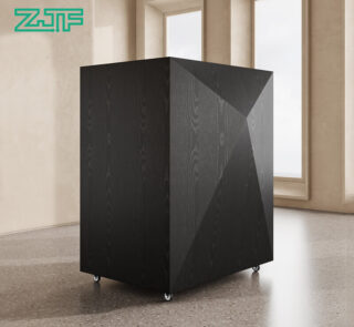 Black reception desk portable with diamond