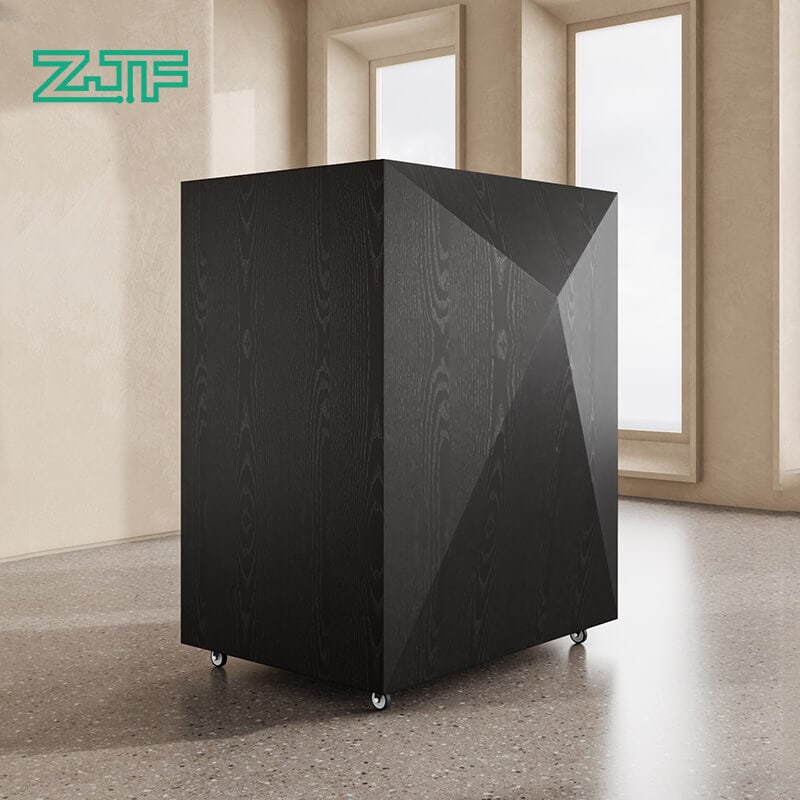 Black reception desk portable with diamond